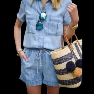 Like New Soft Romper Side Stitch Light Blue Denim Small